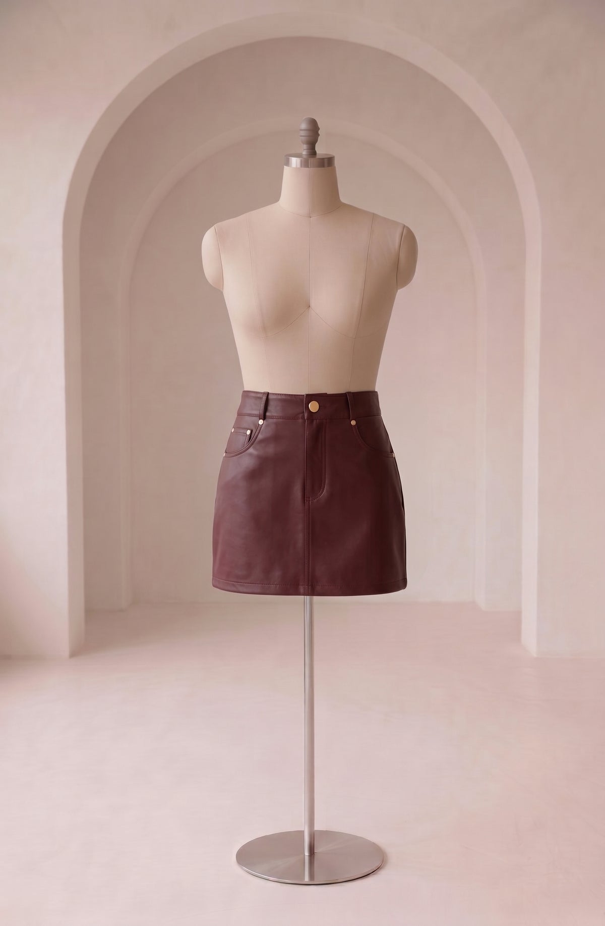 Julia - Faux læder nederdel - Burgundy; Fra webshoppen Defend Dreams