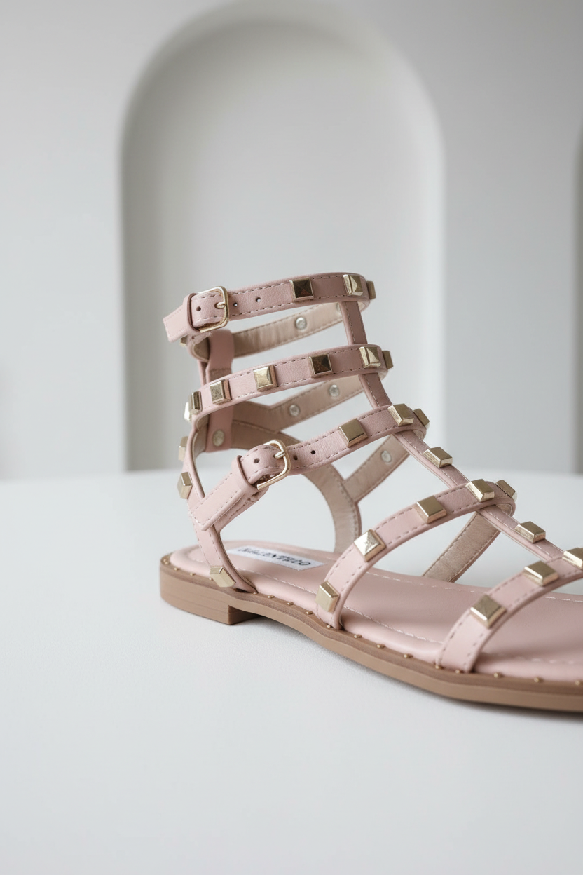 Andora - Sandel med nitter - Rosa; fra webshoppen Defend Dreams