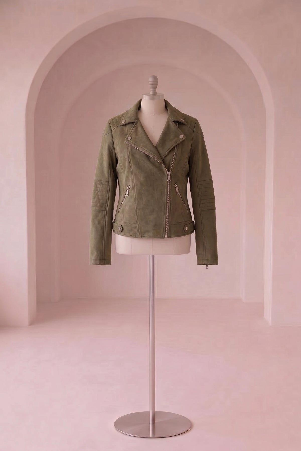 Sigge - Suede biker jakke - Army; Fra webshoppen Defend Dreams