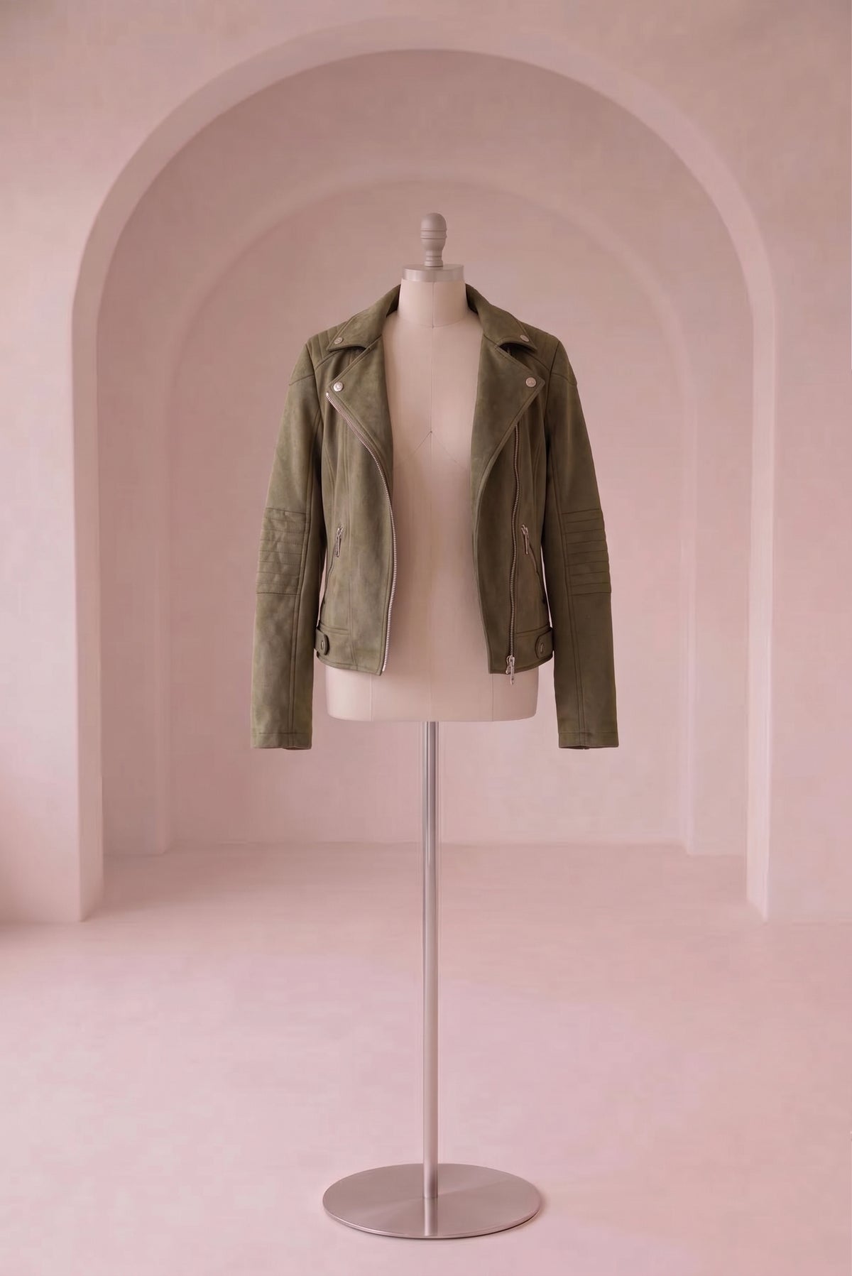 Sigge - Suede biker jakke - Army; Fra webshoppen Defend Dreams