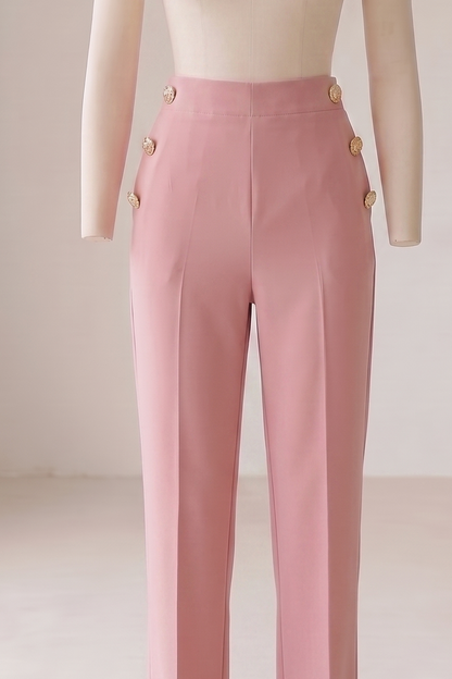 Tricha - Elegante bukser med guld knapper - Pink; fra webshoppen Defend Dreams