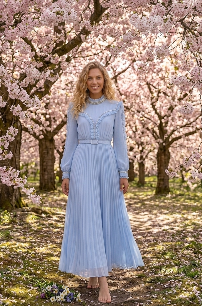 Estelle - Romantisk maxi kjole - Blå; fra webshoppen Defend Dreams