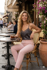 Thea - Satin blonde top - Grå