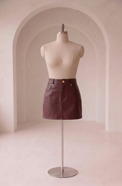Julia - Faux læder nederdel - Burgundy; Fra webshoppen Defend Dreams