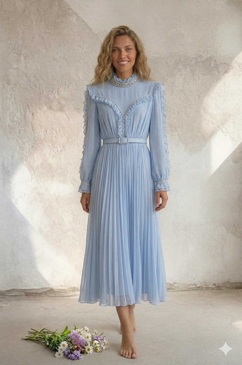 Estelle - Romantisk maxi kjole - Blå; fra webshoppen Defend Dreams