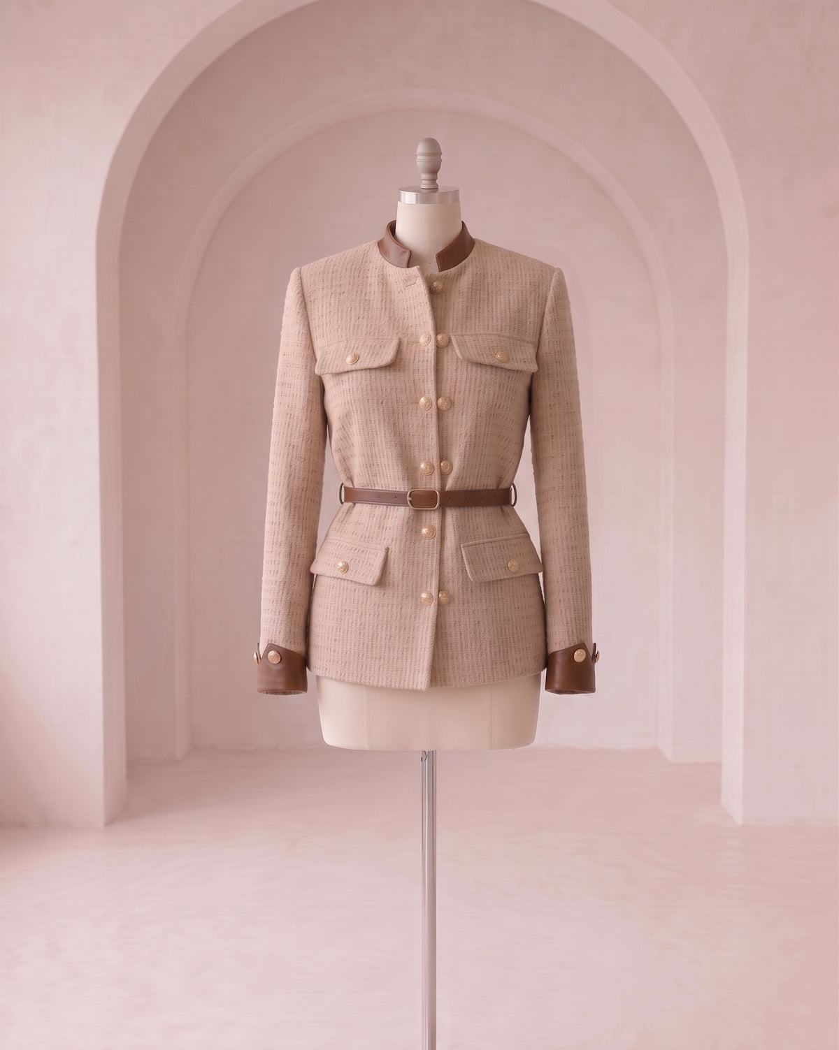 Sigga - Tweed jakke - Beige; Fra webshoppen Defend Dreams