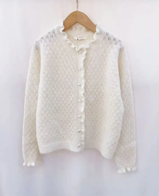 Noelle - Elegant cardigan i uld blanding - Beige; fra webshoppen Defend Dreams