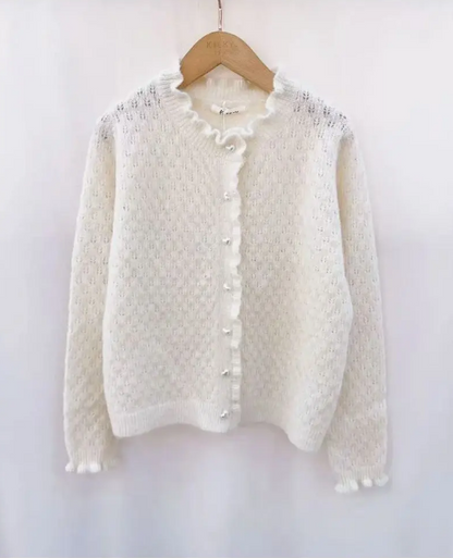 Noelle - Elegant cardigan i uld blanding - Beige; fra webshoppen Defend Dreams