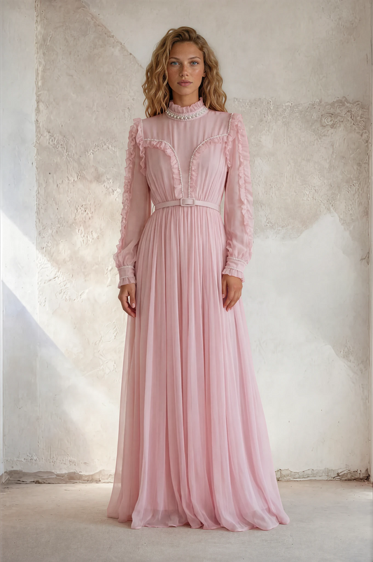 Estelle - Romantisk maxi kjole - Pink; fra webshoppen Defend Dreams