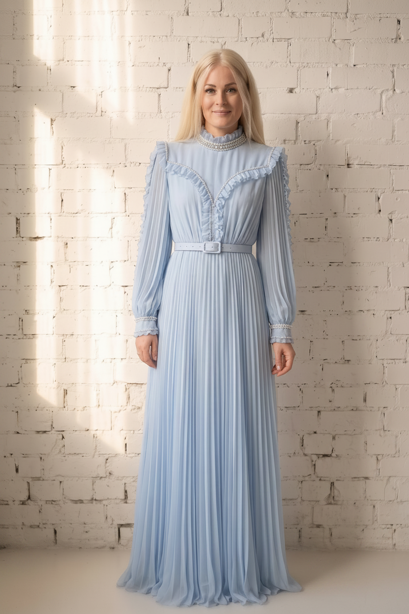 Estelle - Romantisk maxi kjole - Blå; fra webshoppen Defend Dreams