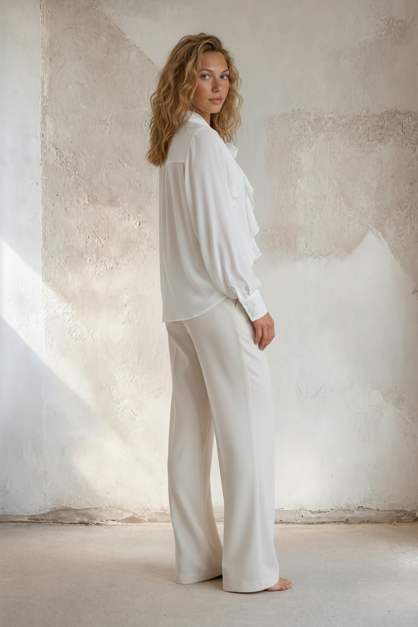 Afrodite - Elegant flæse skjorte - Hvid; fra webshoppen Defend 