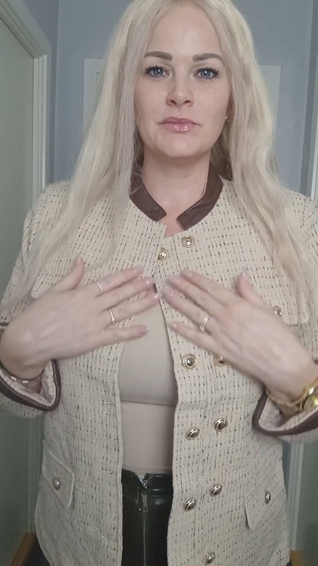 Sigga - Tweed jakke - Beige; Fra webshoppen Defend Dreams