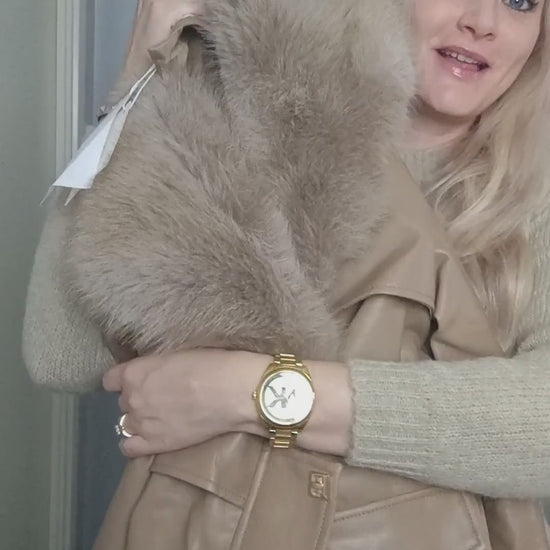 Fulia - Faux læder jakke med krave - Camel; Fra webshoppen Defend Dreams