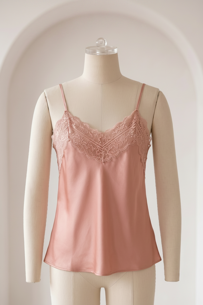 Thea - Satin blonde top - Rosa; fra webshoppen Defend Dreams