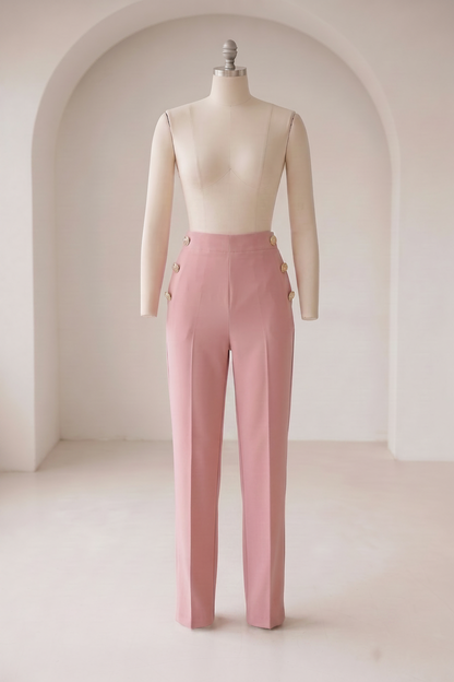 Tricha - Elegante bukser med guld knapper - Pink; fra webshoppen Defend Dreams